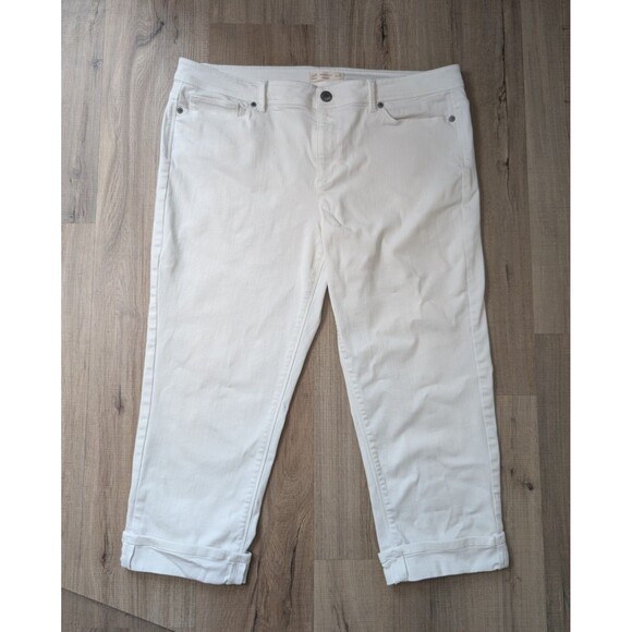 J. Jill Denim - J Jill Denim Size 16 Authentic Fit Cropped White Stretch Jeans Cuffed Preppy